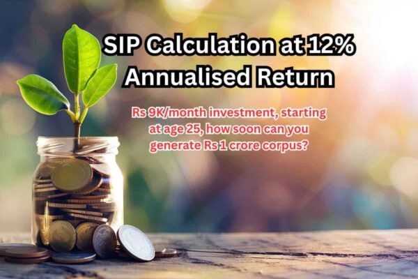 SIP Calculation at 12% Annualised Return: Rs 9,000/month investment, starting at age 25, how soon can you generate Rs 1 crore corpus?