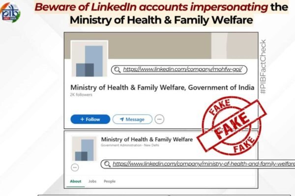 Health Ministry Fake LinkedIn Profile Alert: Government exposes fake LinkedIn profile impersonating Health Ministry