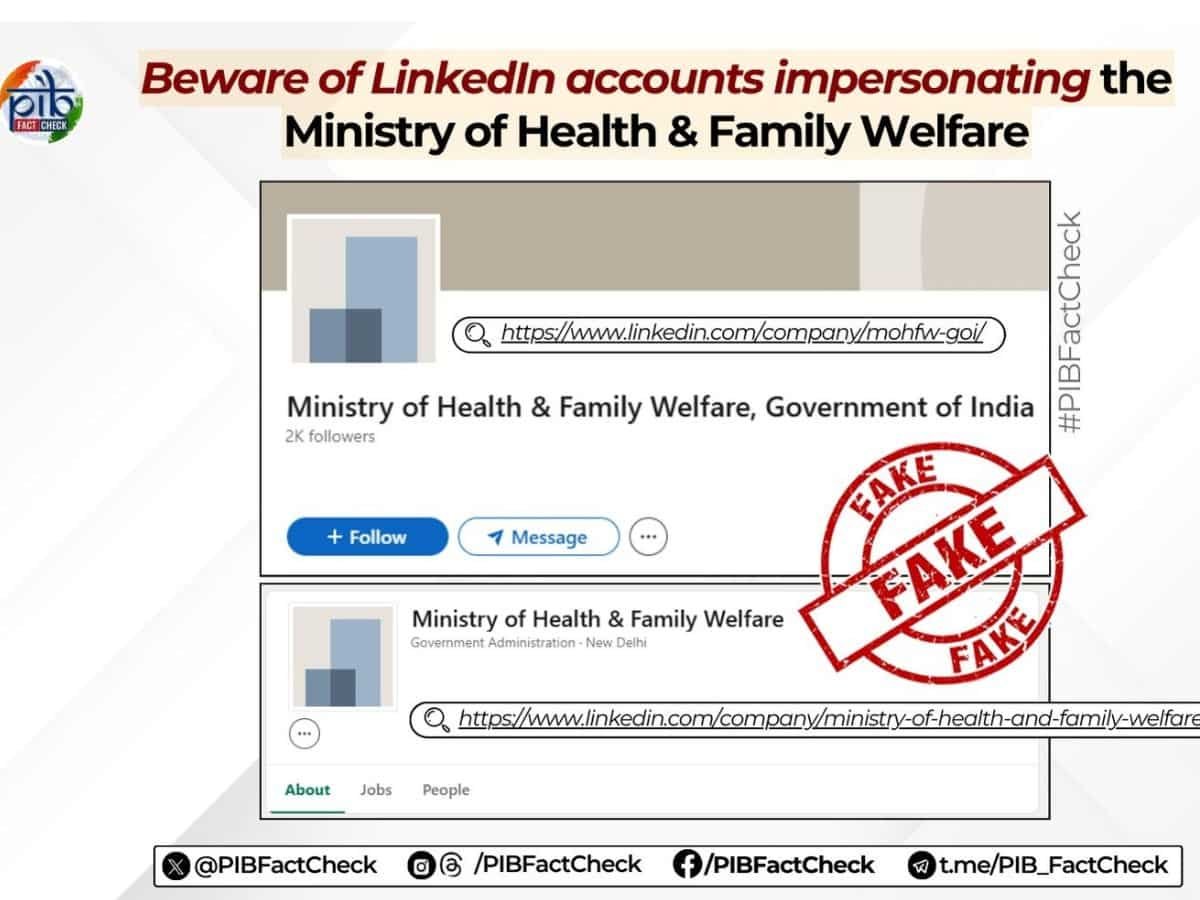 Health Ministry Fake LinkedIn Profile Alert: Government exposes fake LinkedIn profile impersonating Health Ministry