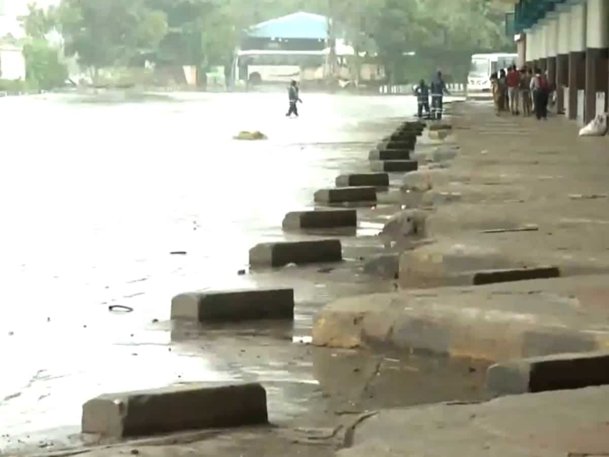 Hyderabad: Heavy rains flood bus station, residential colonies; NDRF rescues stranded commuters