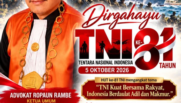 Adovokat Ropaun Rambe Sampaikan Ucapan HUT ke-81 TNI
