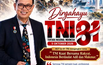 Dwi Windyarto Sampaikan Ucapan HUT ke-81 TNI, Dorong TNI Semakin Profesional dan Dekat dengan Rakyat